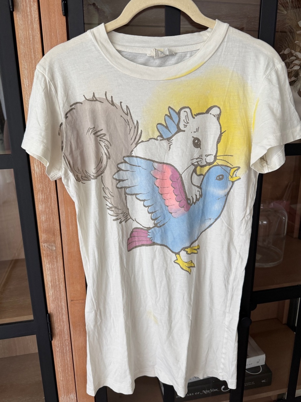 Vintage y2k Rebel Yell Squirrel Bluebird Graphic T-Shirt tee Art graffiti funky